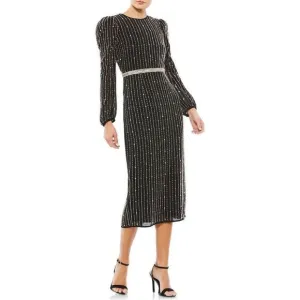 NWT MAC DUGGAL Stripe Long Sleeve Midi Dress Size 14 $498