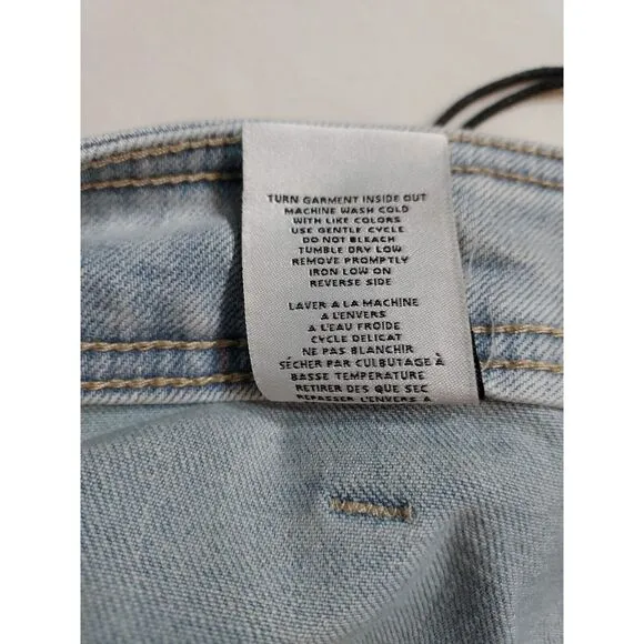 OAT New York High‎ Rise Wide Leg Raw Cropped Light Wash Jeans Women's 12/31 NWT