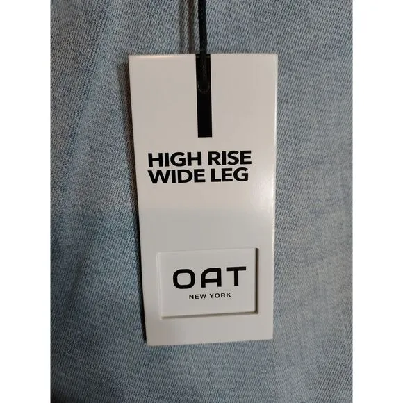 OAT New York High‎ Rise Wide Leg Raw Cropped Light Wash Jeans Women's 12/31 NWT