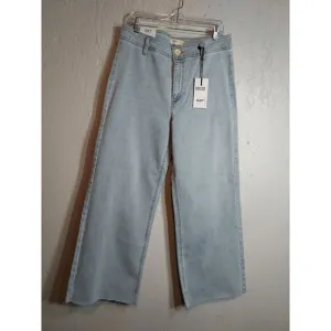 OAT New York High‎ Rise Wide Leg Raw Cropped Light Wash Jeans Women's 12/31 NWT