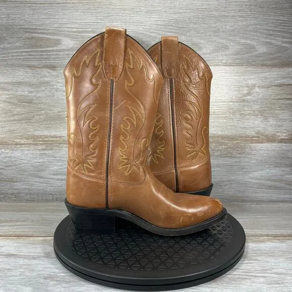 Old West Women's Brown Leather Cowboy Western Boots Size 5 D