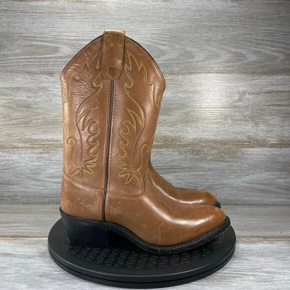 Old West Women's Brown Leather Cowboy Western Boots Size 5 D