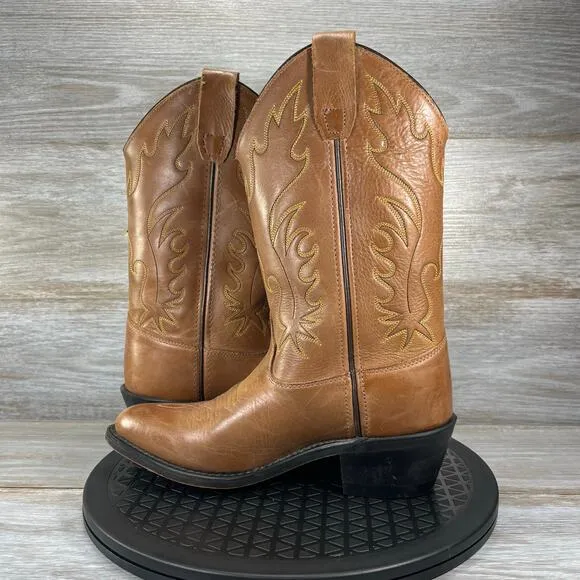 Old West Women's Brown Leather Cowboy Western Boots Size 5 D