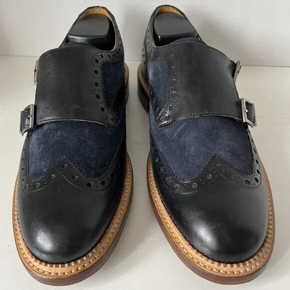 Oliver Sweeney Brantham Double Monk Strap Shoes – Black/Navy Blue – UK 8 | EU 42