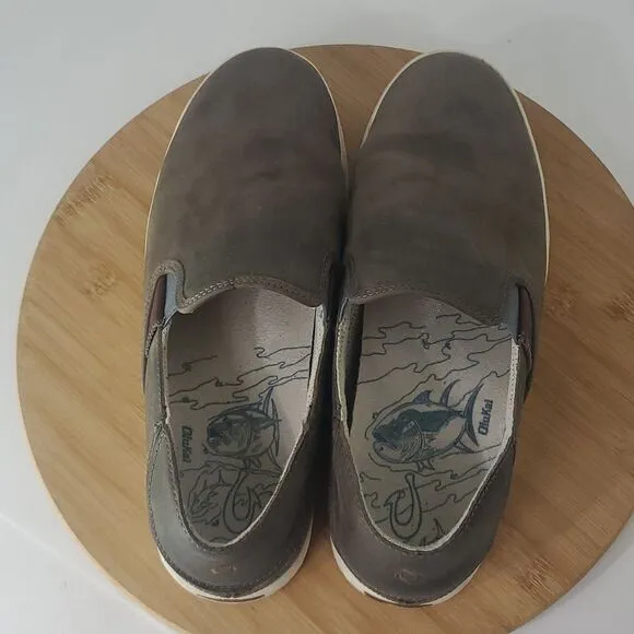 OluKai Kahu 'ILI Drop Heel Leather Men's Slip-On Shoes Size 9