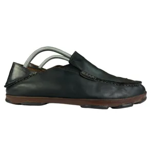 Olukai Maloa Black Leather Loafers‎ Mens Size US9.5  EU42.5
