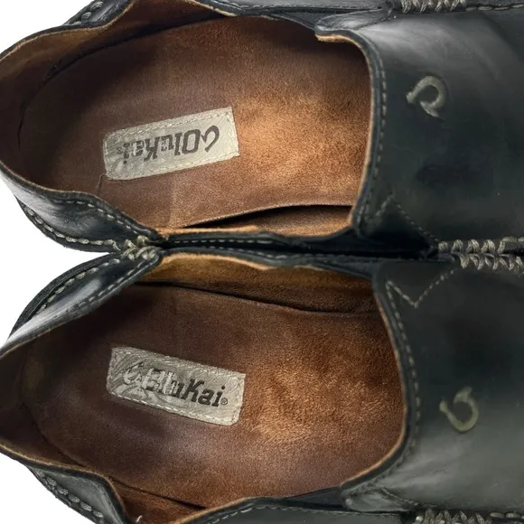 Olukai Maloa Black Leather Loafers‎ Mens Size US9.5  EU42.5