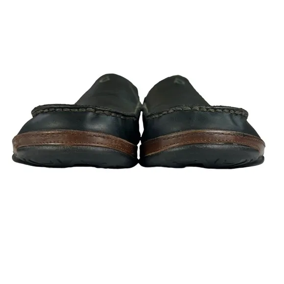 Olukai Maloa Black Leather Loafers‎ Mens Size US9.5  EU42.5