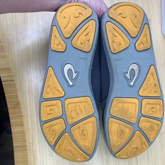 OluKai Mens 10 Nohea Mesh Slip-On Shoes Dark Shadow Gray Boat 10188-4242 EUC
