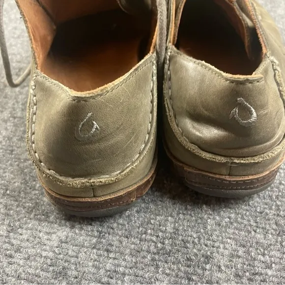 OLUKAI Men’s Ohana Lace Up Nubuck Shoes Grey Leather size: 11