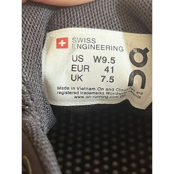 On Cloud Terry Womens Grey Running Shoes Size 9.5 lightweight Oncloud