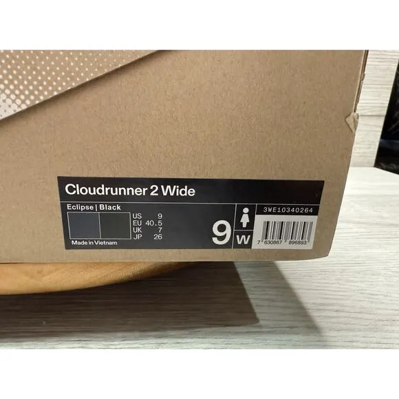 On Cloudrunner 2 Shoes Eclipse Black Jogging Trainer Workout Women’s 9 Wide