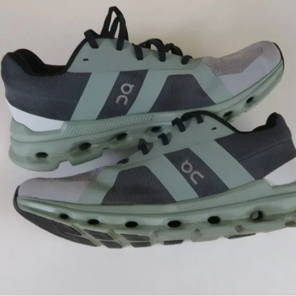 On Cloudrunner Alloy Gray Moss Green Running Sneakers Shoes-Mens 8.5 OR Women 10
