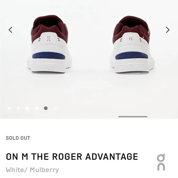 On Running Men's The Roger Advantage  White/ Mulberry Shoes size 8.5  new