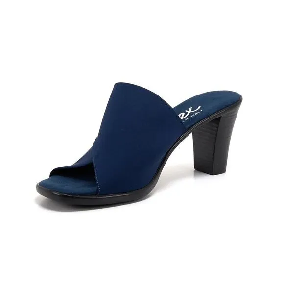 Onex Womens Crista Elastic Upper Heeled Sandal - Navy NEW