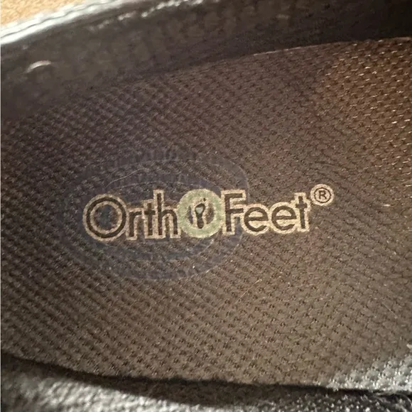 Orthofeet Black Genuine Leather Mary Jane Strap Loafer Ergonomic Walking Shoes