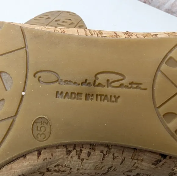 Oscar de la Renta Beige Leather Embellished Women's Flat Shoes