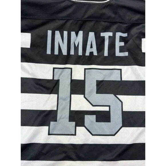 Otter Spit Mens Hockey Jersey Size XL Black White County Jail Inmate Madness
