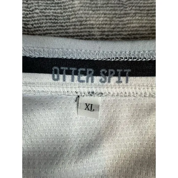 Otter Spit Mens Hockey Jersey Size XL Black White County Jail Inmate Madness