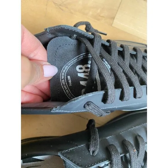 P448 &quot;jack&quot; all black sneakers mens Missized* 41 &amp; 42 leather