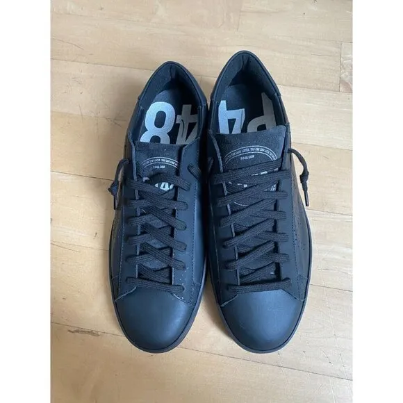 P448 &quot;jack&quot; all black sneakers mens Missized* 41 &amp; 42 leather