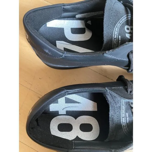 P448 &quot;jack&quot; all black sneakers mens Missized* 41 &amp; 42 leather
