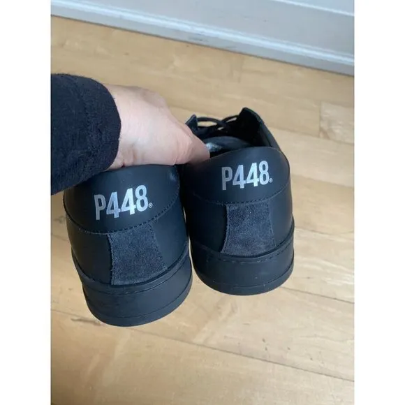 P448 &quot;jack&quot; all black sneakers mens Missized* 41 &amp; 42 leather