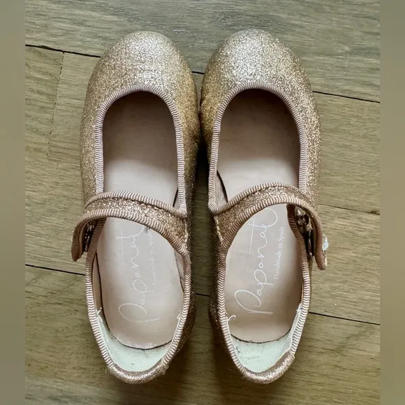 Papanatas Toddler Girls Gold Glitter Leather Shoes Mary Jane size EU 23
