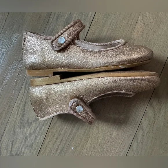 Papanatas Toddler Girls Gold Glitter Leather Shoes Mary Jane size EU 23