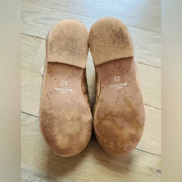 Papanatas Toddler Girls Gold Glitter Leather Shoes Mary Jane size EU 23