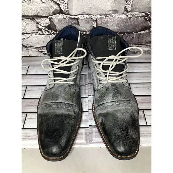 PARC Charcoal Gray Leather Distressed Ankle Lace Up Shoes Men’s Sz 10M US/43EU