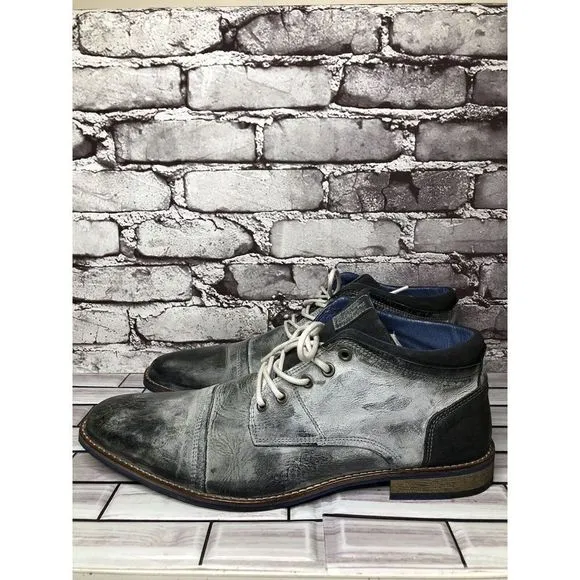 PARC Charcoal Gray Leather Distressed Ankle Lace Up Shoes Men’s Sz 10M US/43EU