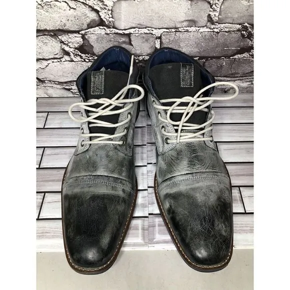 PARC Charcoal Gray Leather Distressed Ankle Lace Up Shoes Men’s Sz 10M US/43EU