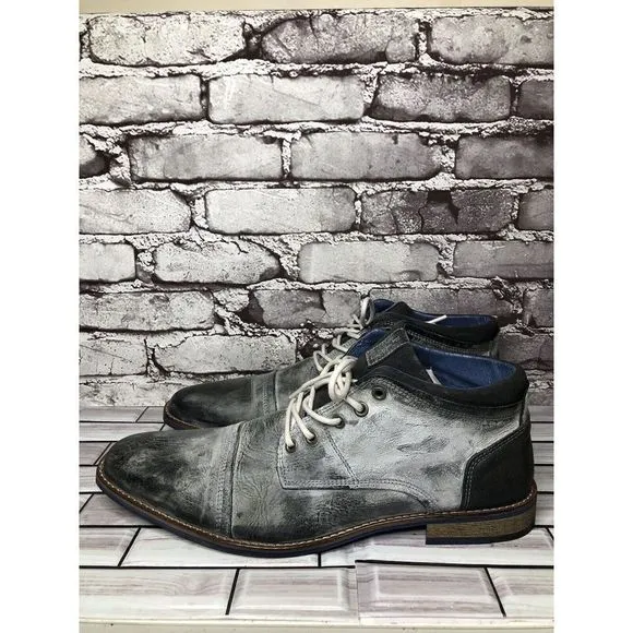 PARC Charcoal Gray Leather Distressed Ankle Lace Up Shoes Men’s Sz 10M US/43EU