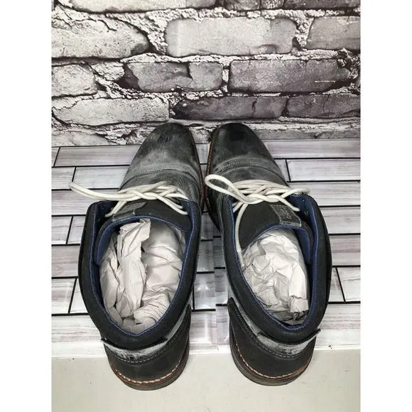 PARC Charcoal Gray Leather Distressed Ankle Lace Up Shoes Men’s Sz 10M US/43EU