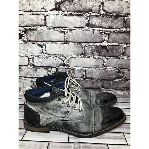 PARC Charcoal Gray Leather Distressed Ankle Lace Up Shoes Men’s Sz 10M US/43EU