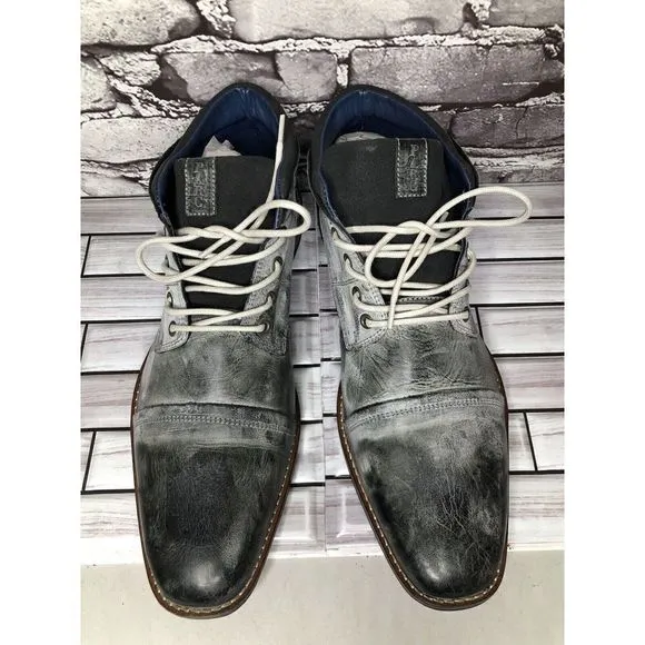 PARC Charcoal Gray Leather Distressed Ankle Lace Up Shoes Men’s Sz 10M US/43EU