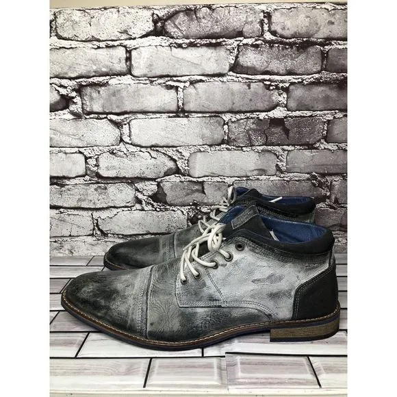 PARC Charcoal Gray Leather Distressed Ankle Lace Up Shoes Men’s Sz 10M US/43EU