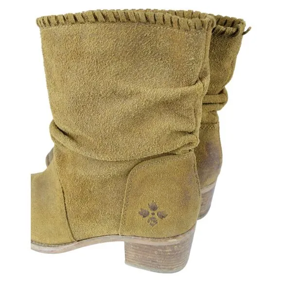 Patricia Nash Booties Raw Distressed Suede Monte Cognac Ankle Western Boots 7.5