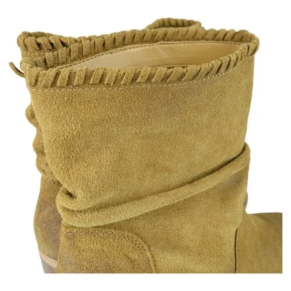 Patricia Nash Booties Raw Distressed Suede Monte Cognac Ankle Western Boots 7.5