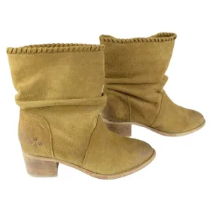Patricia Nash Booties Raw Distressed Suede Monte Cognac Ankle Western Boots 7.5