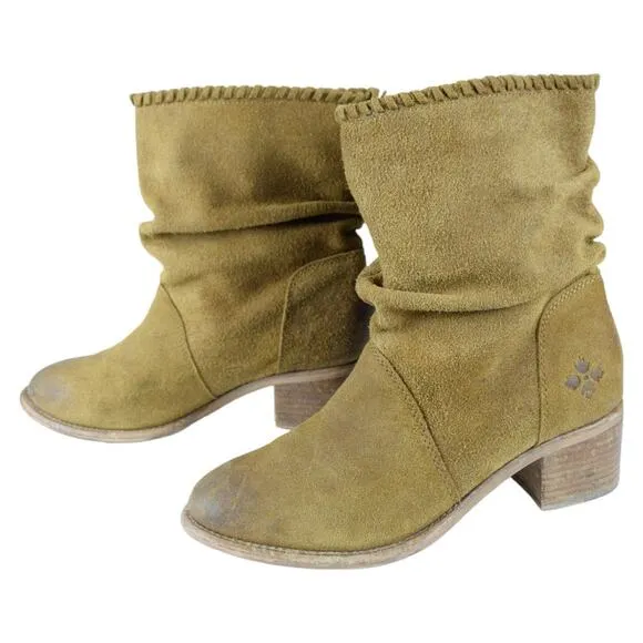 Patricia Nash Booties Raw Distressed Suede Monte Cognac Ankle Western Boots 7.5
