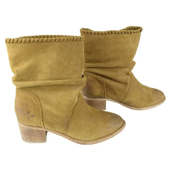 Patricia Nash Booties Raw Distressed Suede Monte Cognac Ankle Western Boots 7.5