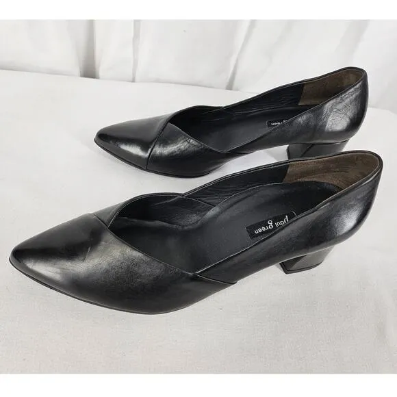PAUL GREEN Rendi Women's Black Leather Pump Shoes - Size 6.5 Like New