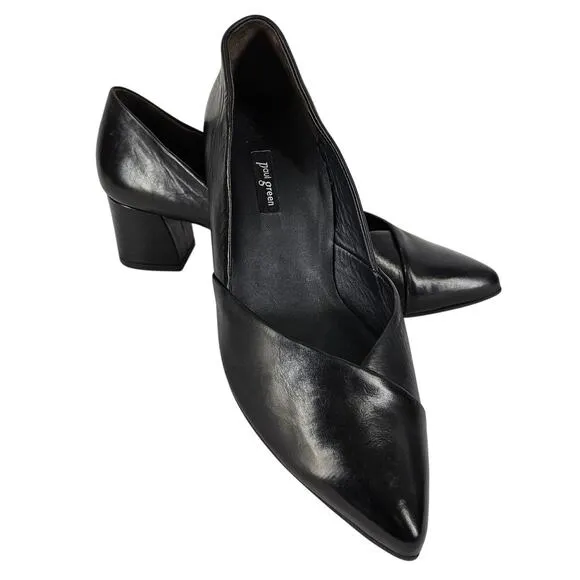 PAUL GREEN Rendi Women's Black Leather Pump Shoes - Size 6.5 Like New