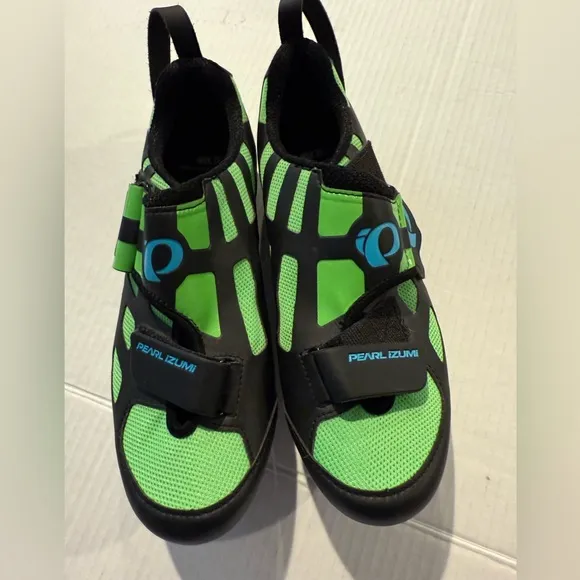 Pearl iZumi Tri Fly V Cycling Shoes Men US 8 woman’s 10 EU 41 black‎ green