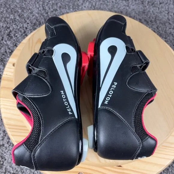 Peleton Indoor Cycling Shoes Size 42 Mens 8.5 Black Red 3 Bolt Bike Sneakers