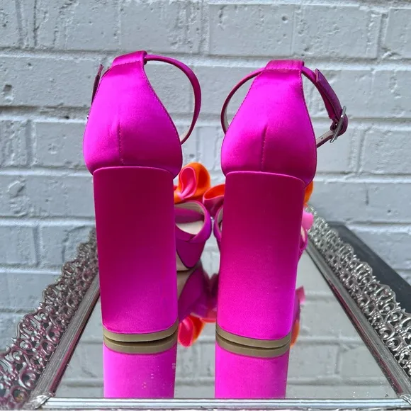 Pelle Moda Pink and Orange Women's Platform Bow Heels