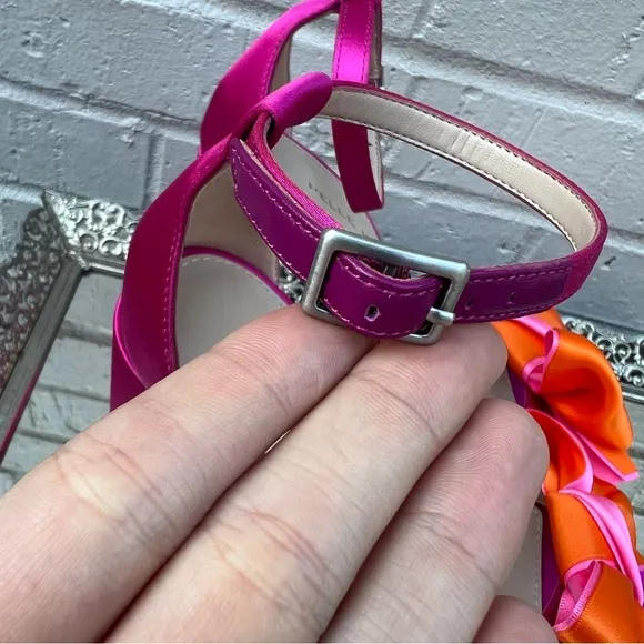 Pelle Moda Pink and Orange Women's Platform Bow Heels