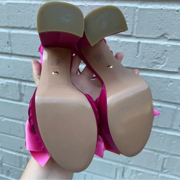 Pelle Moda Pink and Orange Women's Platform Bow Heels